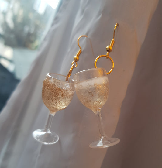 Champagner Ohrringe, Sekt Ohrringe,Ohrringe